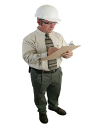 Construction Inspector verifying site safety.